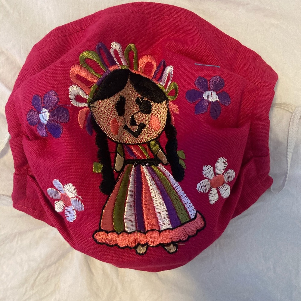 New Face mask Mexican Embroidered Cotton Face Mask Girl With flowers